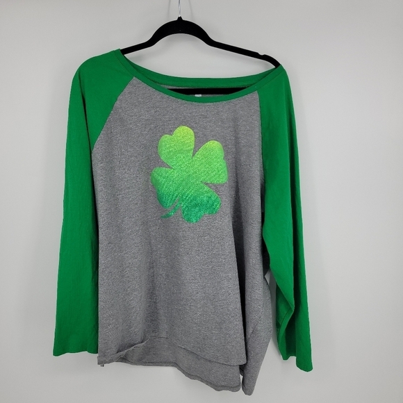 Made in Bangladesh Womens Metallic 4 Leaf Clover Longsleeve T-Shirt Size 3X - Picture 2 of 7